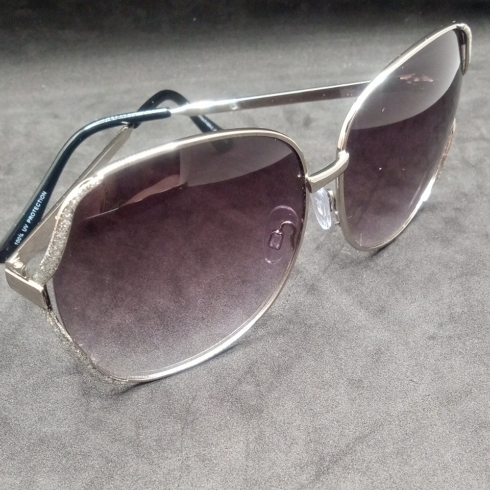 Silver Sunglasses With Sparkly Details Retro Oversized